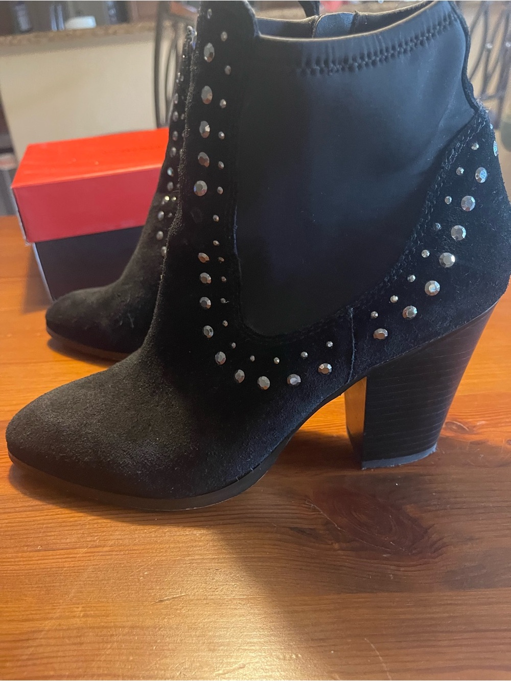 Donald J. Pliner Senorsp-23 Suede Studded Ankle Boots | Black | Size 9.5